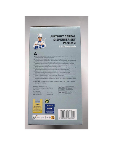 Conjunto de dispensadores de cereal herméticos MR.SIGA 1.6L