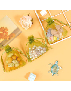 100 Bolsas de Organza Verde Militar 7.62x10.16 cm para Regalos 2