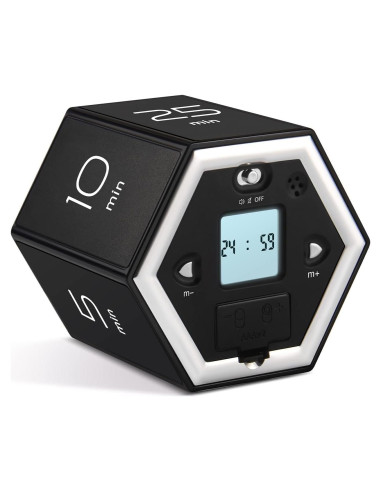 Temporizador Pomodoro YATOISUR Negro Silencioso 7.49 cm