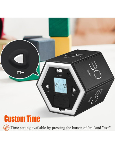 Temporizador Pomodoro YATOISUR Negro Silencioso 7.49 cm