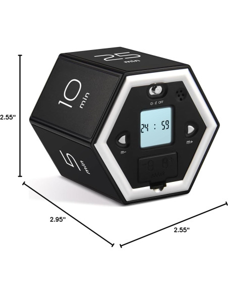 Temporizador Pomodoro YATOISUR Negro Silencioso 7.49 cm