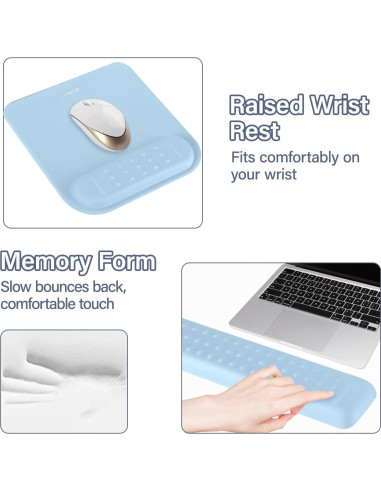 Soporte Ergonómico para Teclado y Reposamuñecas Mosiso Azul