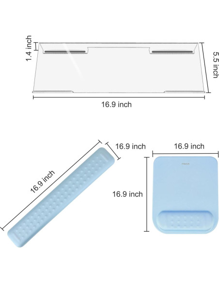 Soporte Ergonómico para Teclado y Reposamuñecas Mosiso Azul