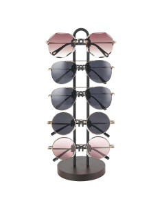 Organizador de Gafas Mkono Soporte de Metal y Madera para 5 Pares