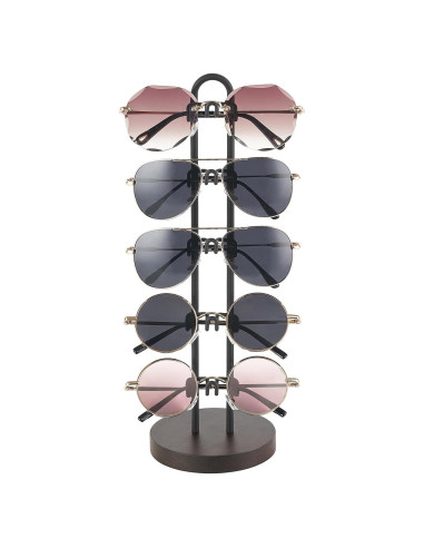 Organizador de Gafas Mkono Soporte de Metal y Madera para 5 Pares