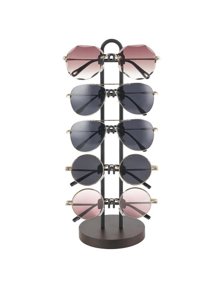 Organizador de Gafas Mkono Soporte de Metal y Madera para 5 Pares