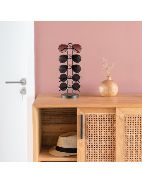 Organizador de Gafas Mkono Soporte de Metal y Madera para 5 Pares