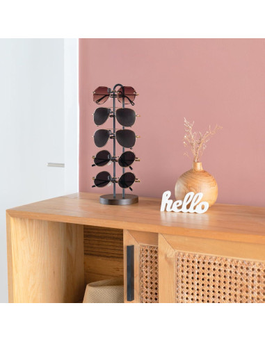 Organizador de Gafas Mkono Soporte de Metal y Madera para 5 Pares