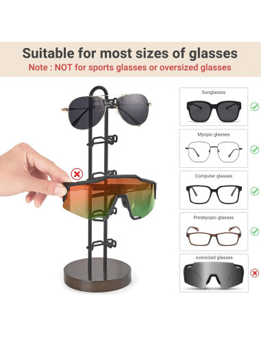 Organizador de Gafas Mkono Soporte de Metal y Madera para 5 Pares