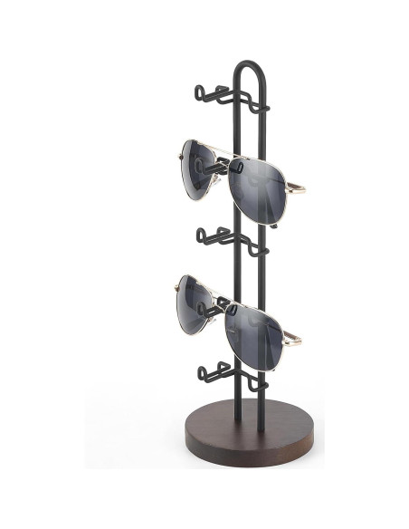 Organizador de Gafas Mkono Soporte de Metal y Madera para 5 Pares