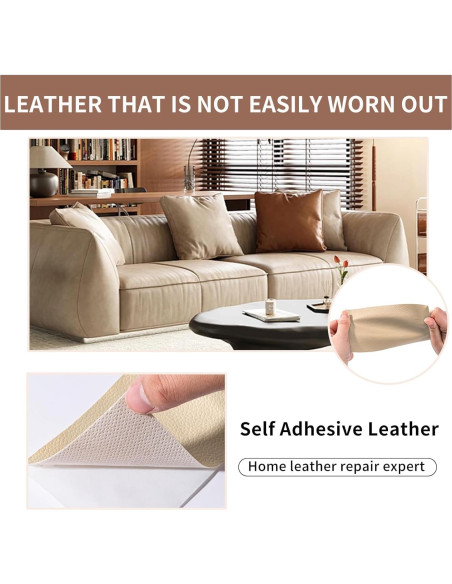 Cinta de Reparación de Cuero Beige 7.6 x 155 cm Autoadhesiva