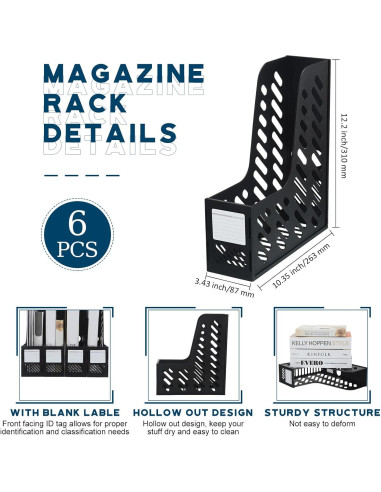 Soporte de Revistas Plegable Glenmal 6 Pcs Negro