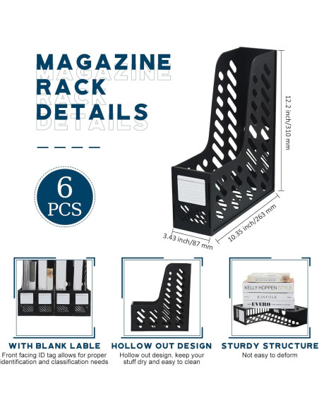 Soporte de Revistas Plegable Glenmal 6 Pcs Negro