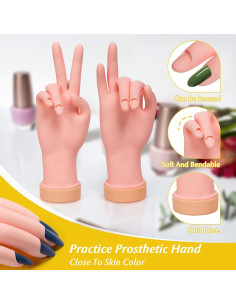 Mano de Práctica de Uñas Krofaue - Flexible y Realista 1PCS 2