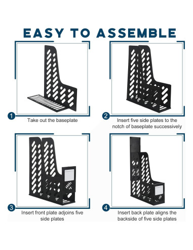 Soporte de Revistas Plegable Glenmal 6 Pcs Negro