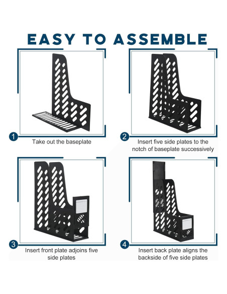 Soporte de Revistas Plegable Glenmal 6 Pcs Negro