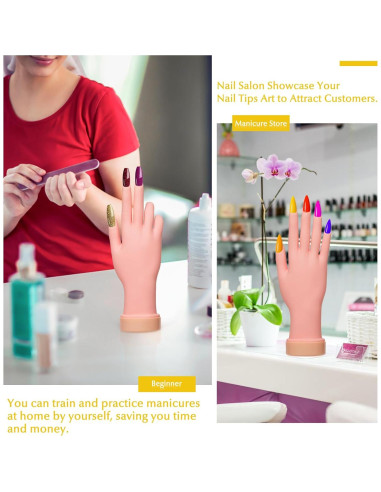 Mano de Práctica de Uñas Krofaue - Flexible y Realista 1PCS
