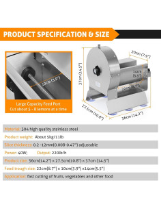 Cortadora Eléctrica de Verduras WICHEMI 40W Acero Inoxidable 2