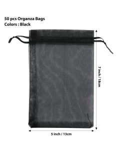 Bolsas de Organza Negras ANZNKU 50 Piezas 12.7x17.8 cm 2