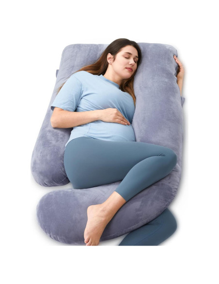 Almohada de Embarazo Momcozy 145 cm Terciopelo Gris U