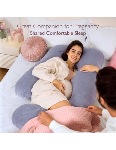 Almohada de Embarazo Momcozy 145 cm Terciopelo Gris U