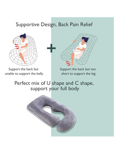 Almohada de Embarazo Momcozy 145 cm Terciopelo Gris U