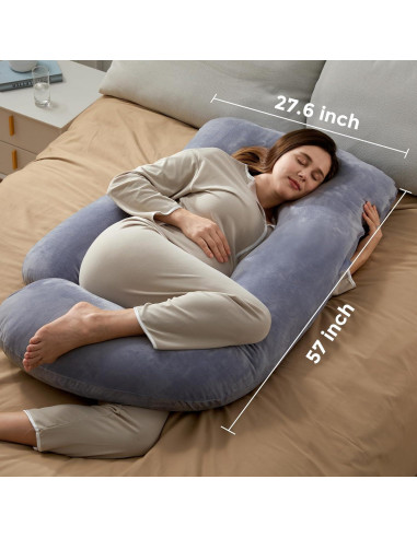 Almohada de Embarazo Momcozy 145 cm Terciopelo Gris U
