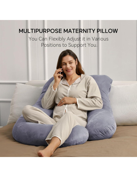 Almohada de Embarazo Momcozy 145 cm Terciopelo Gris U