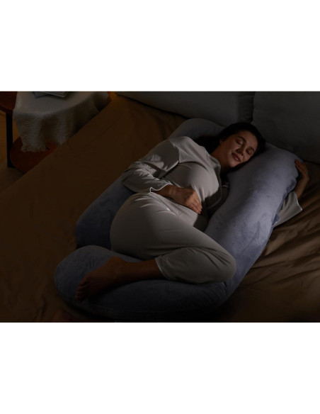 Almohada de Embarazo Momcozy 145 cm Terciopelo Gris U