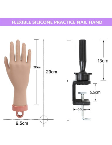 Kit de Mano de Práctica para Uñas Acrílicas FU SHEN - Mano Oscura