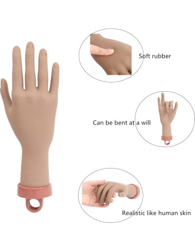 Kit de Mano de Práctica para Uñas Acrílicas FU SHEN - Mano Oscura