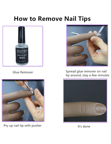 Kit de Mano de Práctica para Uñas Acrílicas FU SHEN - Mano Oscura