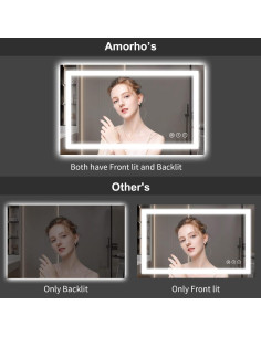 Espejo de Baño LED Amorho 71x50 cm Irrompible con Luz Táctil 2