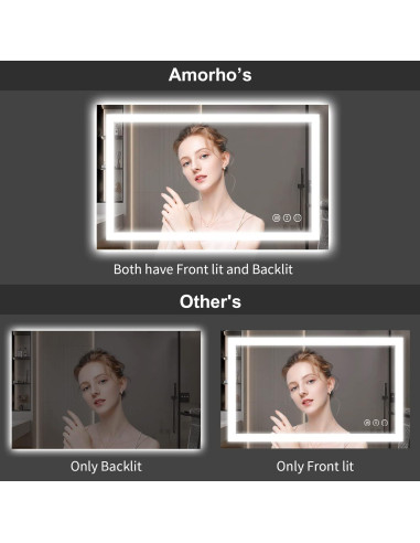 Espejo de Baño LED Amorho 71x50 cm Irrompible con Luz Táctil