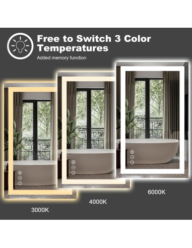 Espejo de Baño LED Amorho 71x50 cm Irrompible con Luz Táctil