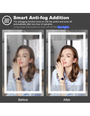 Espejo de Baño LED Amorho 71x50 cm Irrompible con Luz Táctil