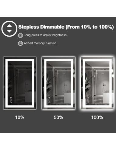 Espejo de Baño LED Amorho 71x50 cm Irrompible con Luz Táctil