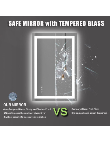 Espejo de Baño LED Amorho 71x50 cm Irrompible con Luz Táctil