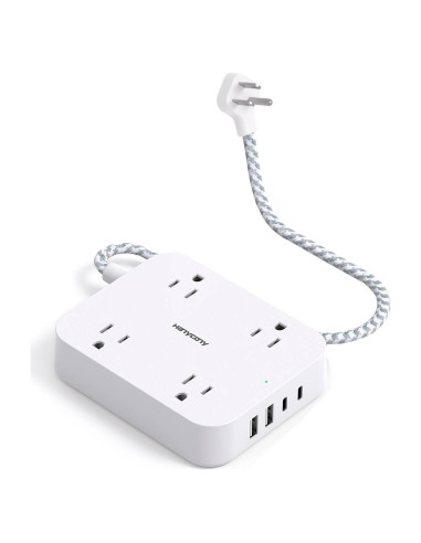 Regleta HANYCONY 1 pie con 4 puertos USB y enchufe plano
