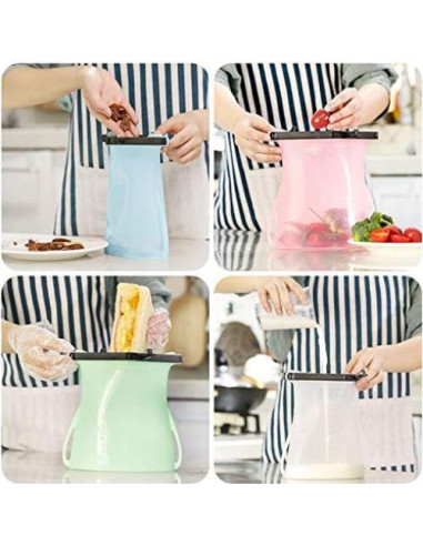 Bolsas de Silicona Reutilizables WISELLY 1.42 L A prueba de Fugas