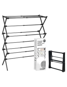 Estante Plegable para Secar Ropa ZOES HOMEWARE Negro 95 cm