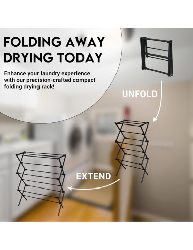 Estante Plegable para Secar Ropa ZOES HOMEWARE Negro 95 cm