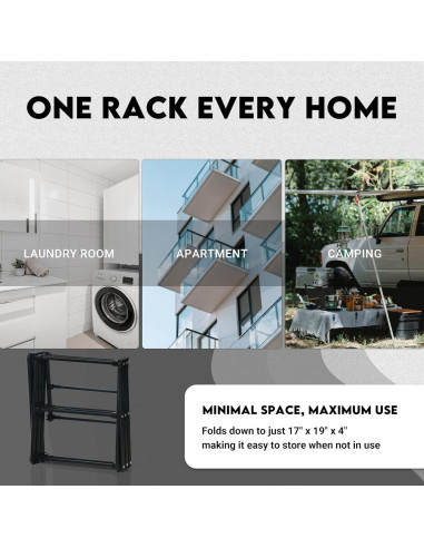 Estante Plegable para Secar Ropa ZOES HOMEWARE Negro 95 cm