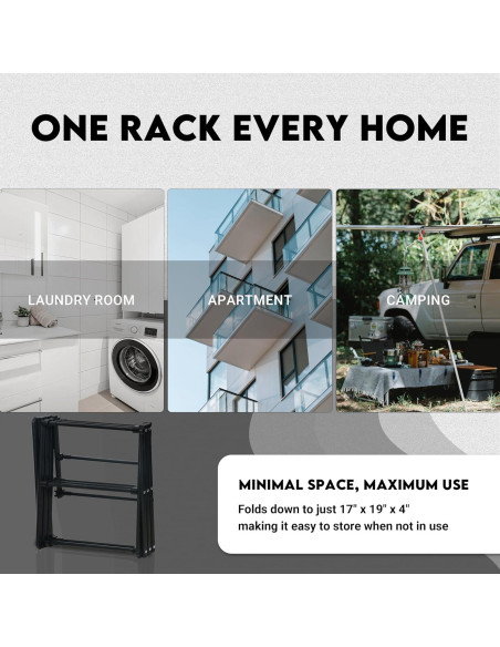 Estante Plegable para Secar Ropa ZOES HOMEWARE Negro 95 cm
