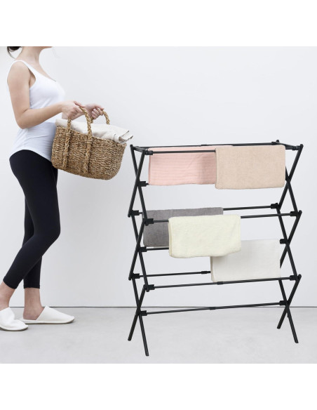 Estante Plegable para Secar Ropa ZOES HOMEWARE Negro 95 cm