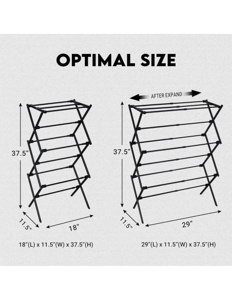 Estante Plegable para Secar Ropa ZOES HOMEWARE Negro 95 cm