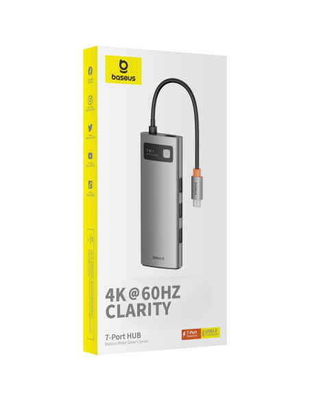 Baseus Hub USB-C 7 en 1 con HDMI 4K, 100W PD, 3 USB-A