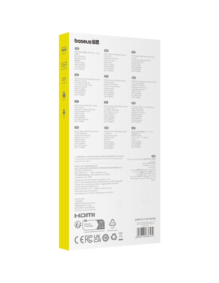 Baseus Hub USB-C 7 en 1 con HDMI 4K, 100W PD, 3 USB-A