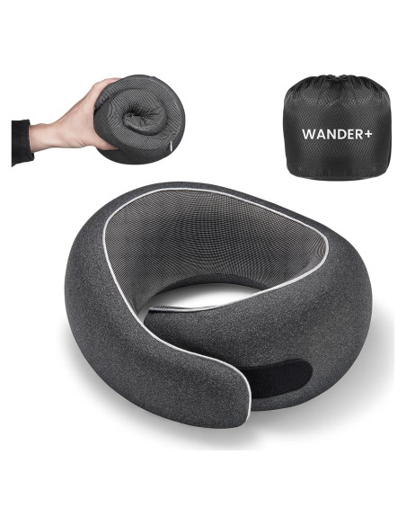 Almohada de Viaje WANDER PLUS Espuma de Memoria Ergonómica Negra