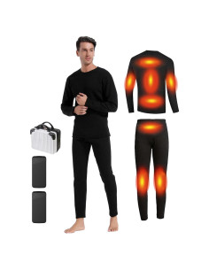 Conjunto Ropa Interior Térmica Eléctrica Hombre Mediano Negro